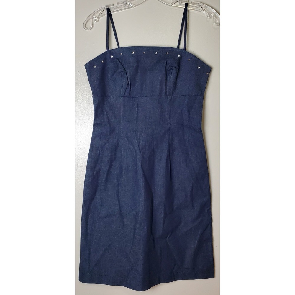 Vintage Paris Blues Size 5 Denim Spaghetti Strap Short Dress Y2K 90's Babydoll